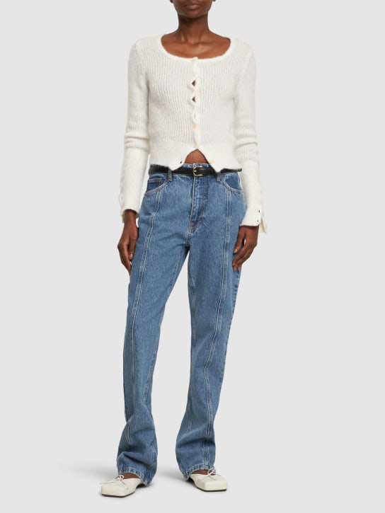 Rotate: Jeans rectos de denim de algodón - Azul - women_1 | Luisa Via Roma