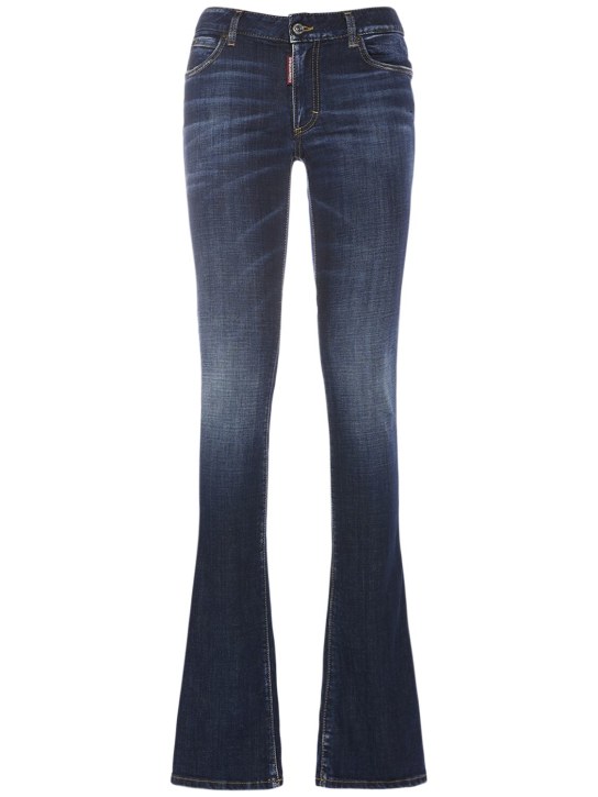 Dsquared2: Jeans svasati in denim con cutout - Blu Scuro - women_0 | Luisa Via Roma
