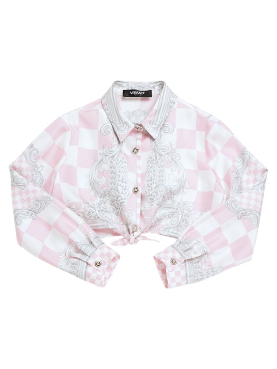 Versace: Camisa de sarga de algodón - Multicolor - kids-girls_0 | Luisa Via Roma