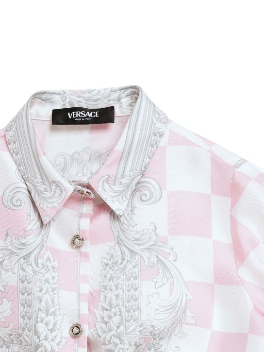 Versace: 프린티드 코튼 트윌 셔츠 - 멀티컬러 - kids-girls_1 | Luisa Via Roma