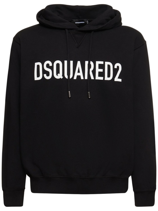 Dsquared2: Logo Cool 핏 코튼 후드 - 블랙 - men_0 | Luisa Via Roma