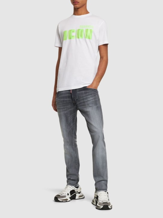 Dsquared2: T-shirt en coton imprimé Icon - Blanc/Vert - men_1 | Luisa Via Roma