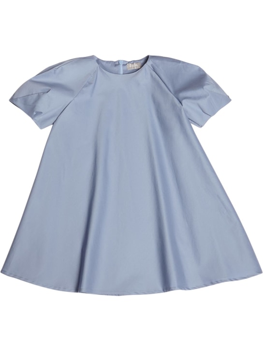 Il Gufo: Cotton poplin short sleeve dress - Açık Mavi - kids-girls_0 | Luisa Via Roma