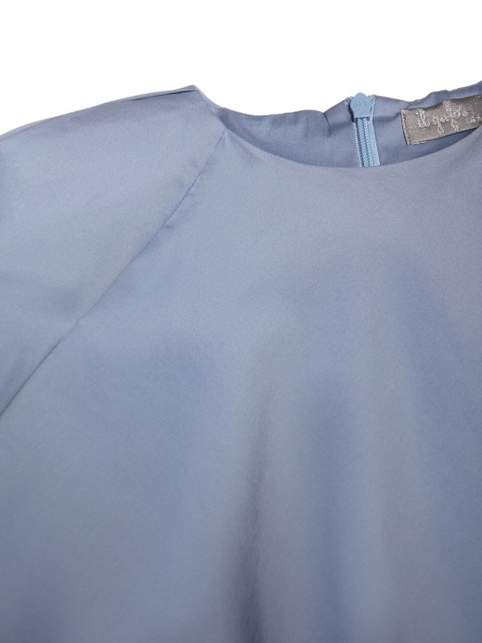 Il Gufo: Cotton poplin short sleeve dress - Light Blue - kids-girls_1 | Luisa Via Roma