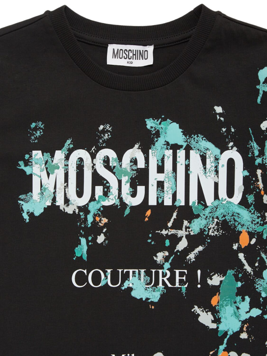 Moschino: 코튼 저지 티셔츠 - 블랙 - kids-boys_1 | Luisa Via Roma