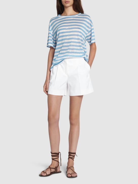 Weekend Max Mara: Falla linen jersey striped t-shirt - Beyaz/Mavi - women_1 | Luisa Via Roma
