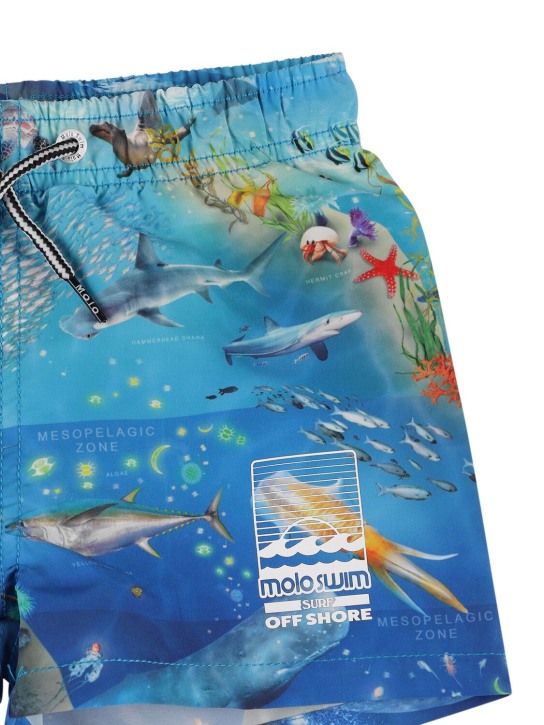Molo: Shorts mare in nylon riciclato stampato - Multicolore - kids-boys_1 | Luisa Via Roma