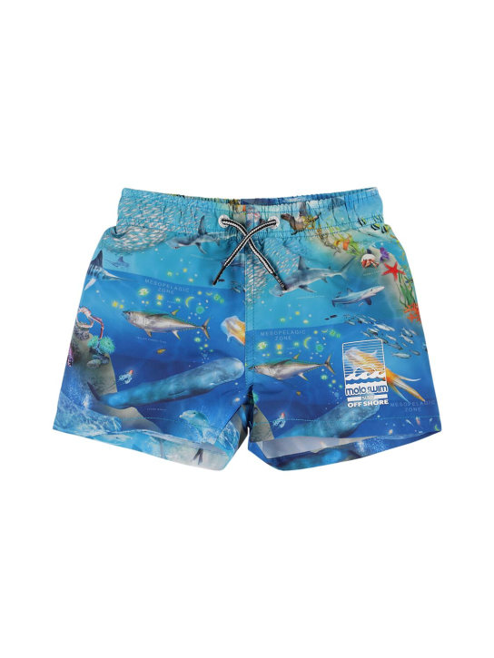 Molo: Shorts mare in nylon riciclato stampato - Multicolore - kids-boys_0 | Luisa Via Roma