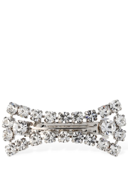 Alessandra Rich: Crystal bow hair clip - Silver - women_0 | Luisa Via Roma