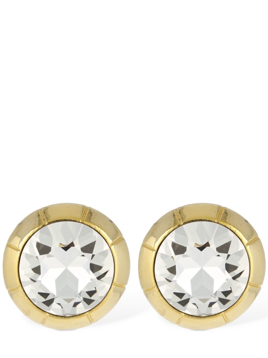Alessandra Rich: Round crystal stud earrings - Gold/Crystal - women_0 | Luisa Via Roma