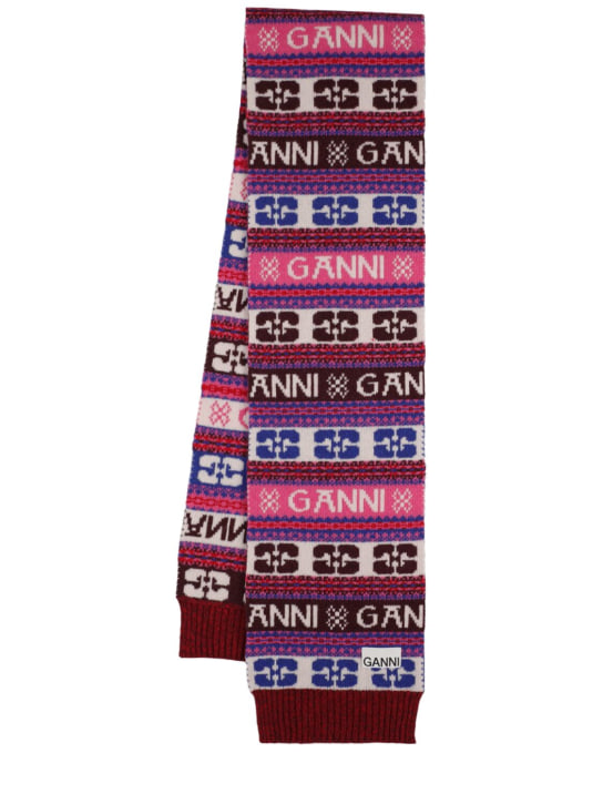 GANNI: Graphic wool blend scarf - women_0 | Luisa Via Roma