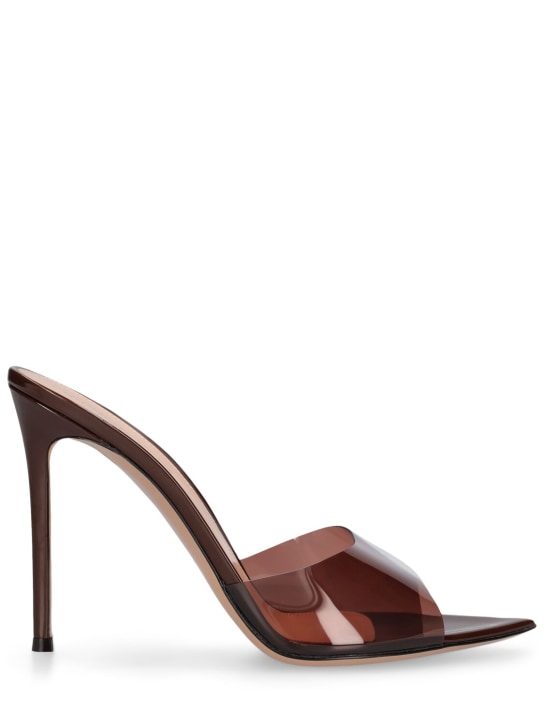 Gianvito Rossi: 105mm Elle plexi sandal mules - Brown - women_0 | Luisa Via Roma