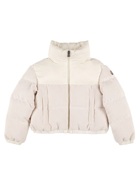 Moncler: Waitaki corduroy & nylon down jacket - Natural - kids-girls_0 | Luisa Via Roma