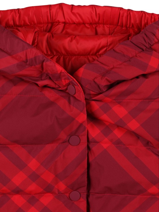 Burberry: Check print nylon puffer vest - Red - kids-girls_1 | Luisa Via Roma