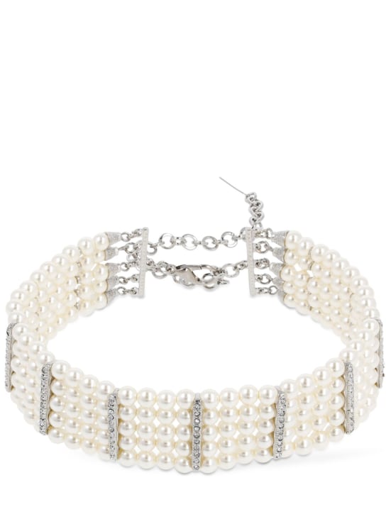 Alessandra Rich: Gargantilla con perlas sintéticas y cristales - White/Crystal - women_0 | Luisa Via Roma
