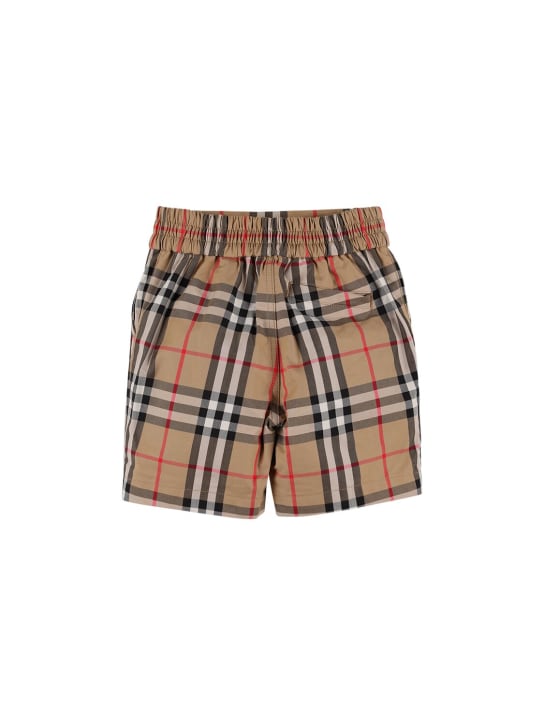 Burberry: Shorts in cotone check - Beige/Multi - kids-boys_1 | Luisa Via Roma