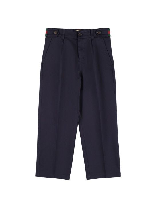 Gucci: Pantalones de gabardina de algodón - Blue Japan - kids-boys_0 | Luisa Via Roma