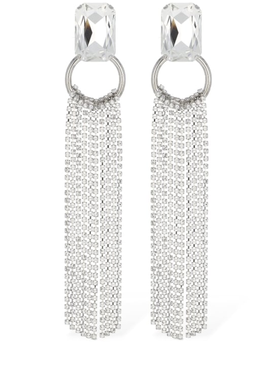 Alessandra Rich: Crystal earrings w/ fringes - Gümüş - women_0 | Luisa Via Roma