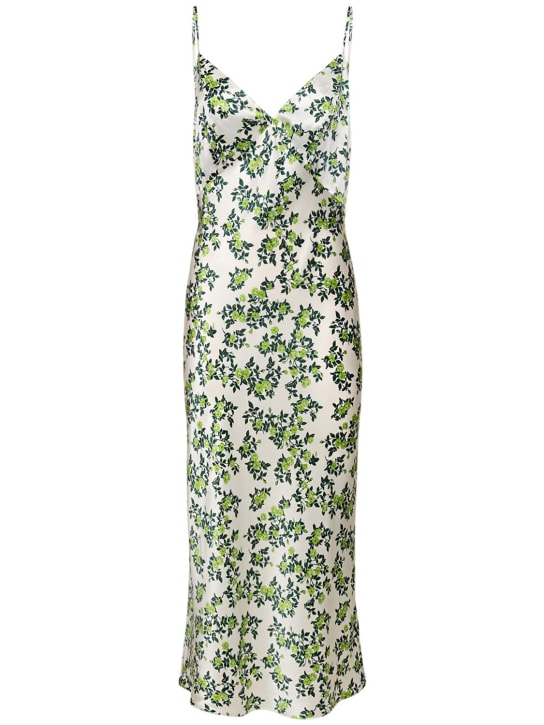Emilia Wickstead: Trinny silk pajama long dress - White/Green - women_0 | Luisa Via Roma