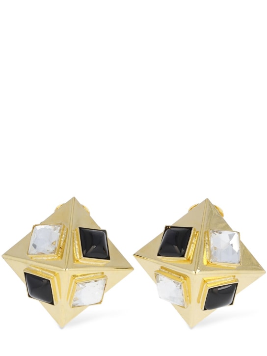 Alessandra Rich: Boucles d’oreilles avec cristaux Pyramid - Or/Cristal - women_0 | Luisa Via Roma