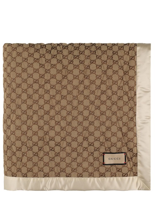 Gucci: GG Jumbo quilted cotton blend blanket - Beige/Ebony - ecraft_0 | Luisa Via Roma
