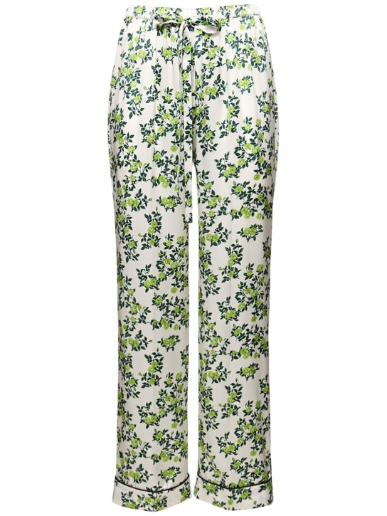 Emilia Wickstead: Pantalones de pijama de seda - Blanco/Verde - women_0 | Luisa Via Roma