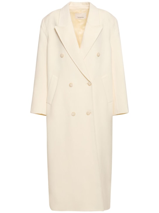 The Frankie Shop: Gaia double breast wool blend long coat - women_0 | Luisa Via Roma