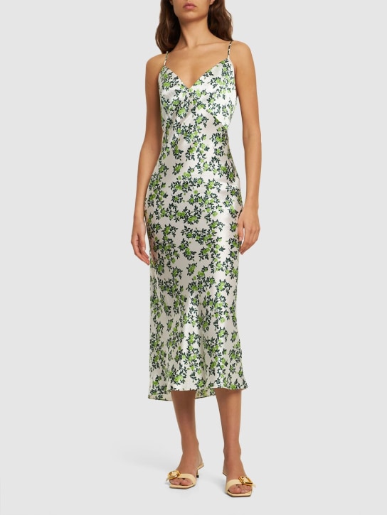 Emilia Wickstead: Trinny silk pajama long dress - White/Green - women_1 | Luisa Via Roma