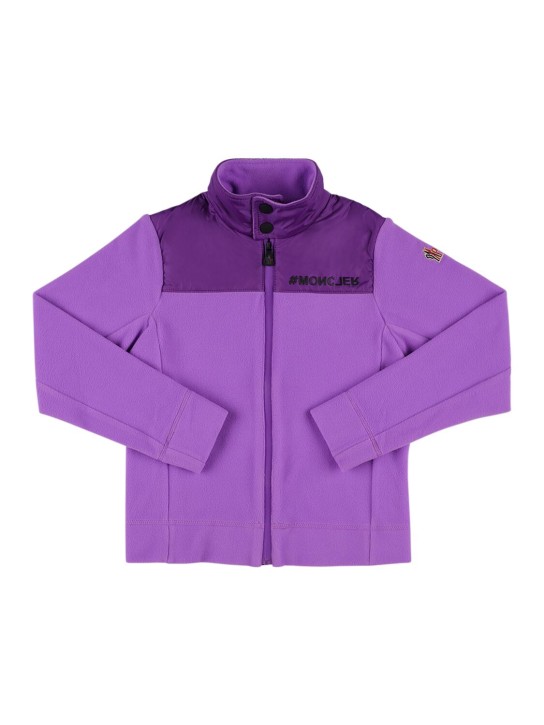 Moncler Grenoble: Stretch polar fleece zip-up sweatshirt - Purple - kids-girls_0 | Luisa Via Roma