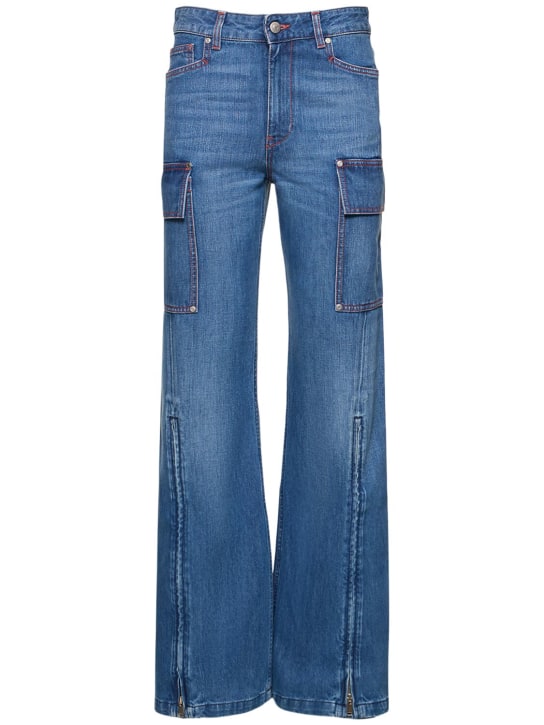 Stella McCartney: Denim flared cargo jeans - Blue - women_0 | Luisa Via Roma