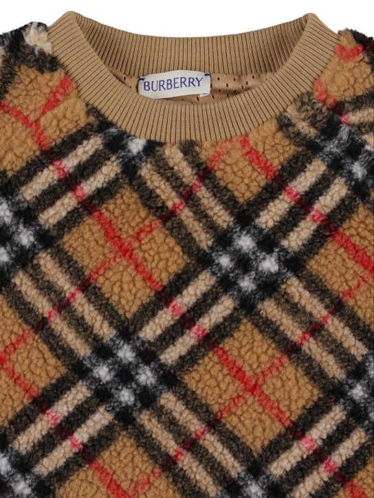 Burberry: Check print acrylic blend sweatshirt - Beige - kids-girls_1 | Luisa Via Roma