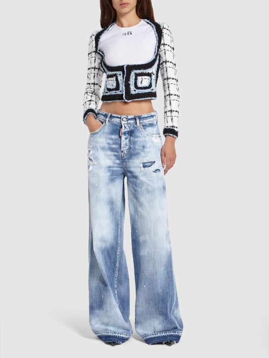 Dsquared2: Traveller washed wide jeans - Light Blue - women_1 | Luisa Via Roma