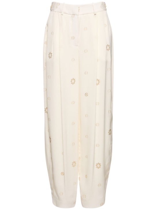 Stella McCartney: Pantalon ample en viscose embellie - Blanc - women_0 | Luisa Via Roma