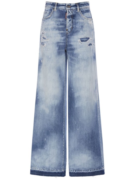 Dsquared2: Traveller washed wide jeans - Light Blue - women_0 | Luisa Via Roma