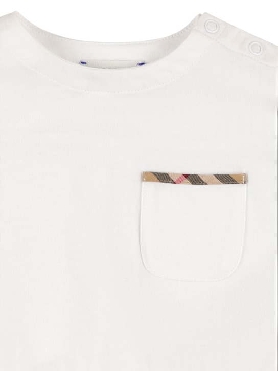 Burberry: Pelele de algodón jersey estampado - Blanco - kids-girls_1 | Luisa Via Roma