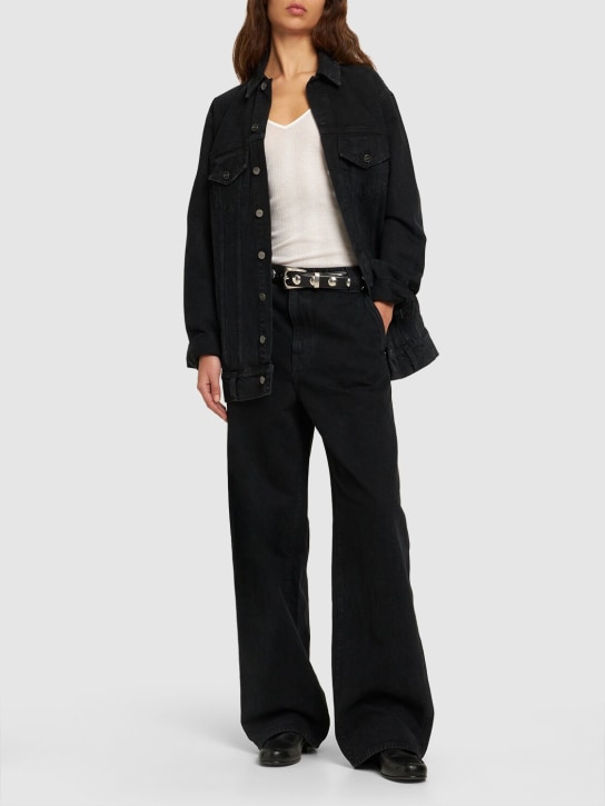 Khaite: Ross cotton denim jacket - Black - women_1 | Luisa Via Roma