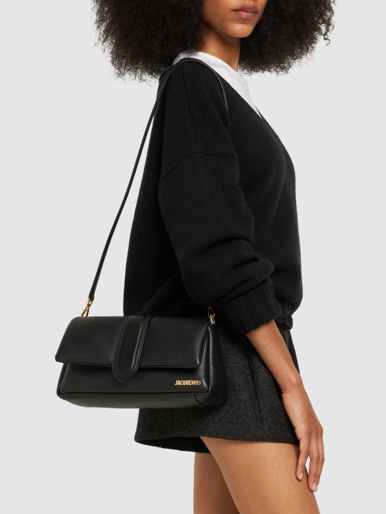 Jacquemus: Le Bambimou soft padded leather bag - Black - women_1 | Luisa Via Roma