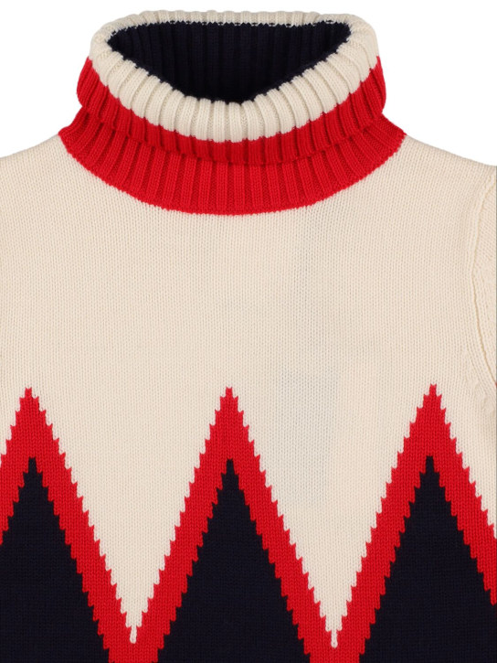 Perfect Moment: Alpine merino wool knit sweater - White/Navy - kids-girls_1 | Luisa Via Roma