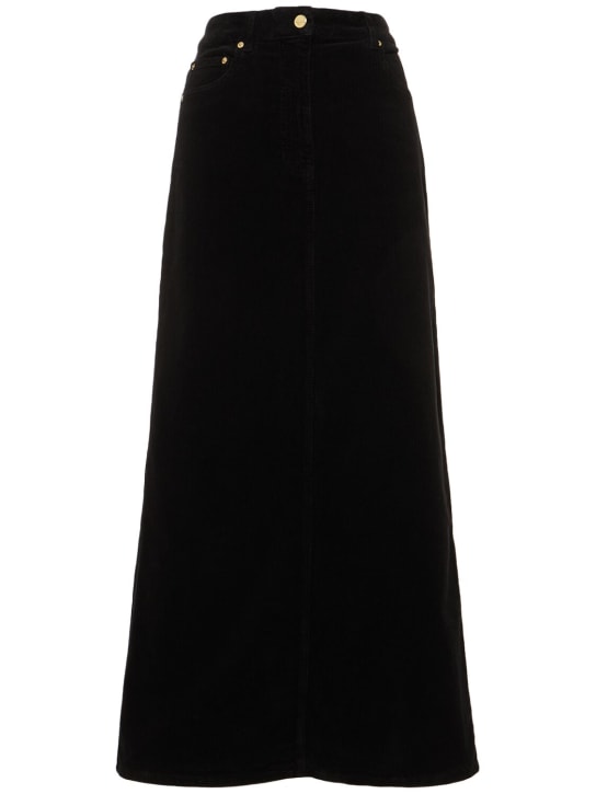 GANNI: ウォッシュドコットンコーデュロイスカート - ブラック - women_0 | Luisa Via Roma