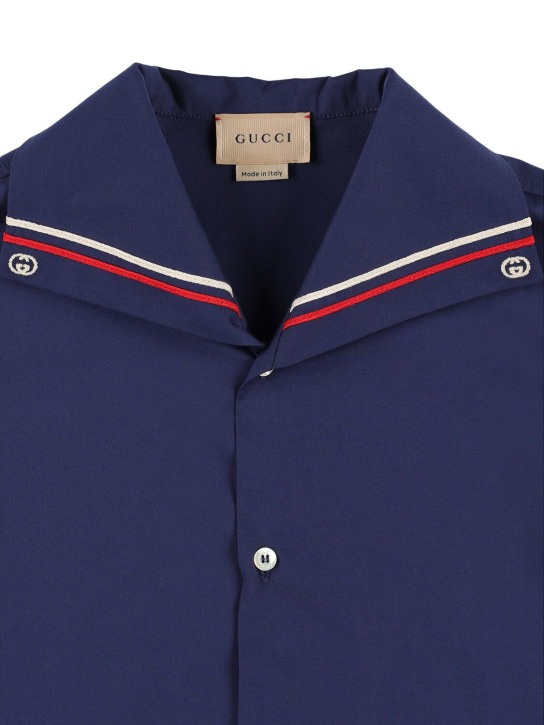 Gucci: Cotton blend polo shirt - Urban Blue - kids-boys_1 | Luisa Via Roma