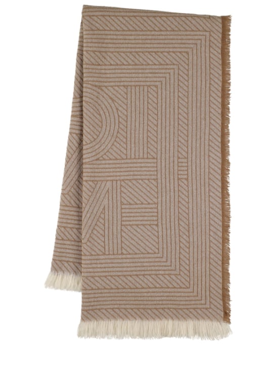 Toteme: Striped monogram wool scarf - Biscuit - women_0 | Luisa Via Roma