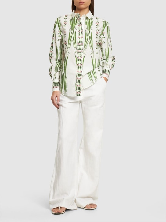 Giambattista Valli: Printed cotton poplin blouse - White/Green - women_1 | Luisa Via Roma