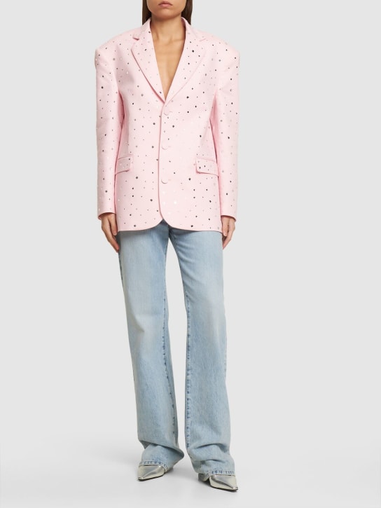 Giuseppe Di Morabito: Embellished cotton blend jacket - Rosa - women_1 | Luisa Via Roma