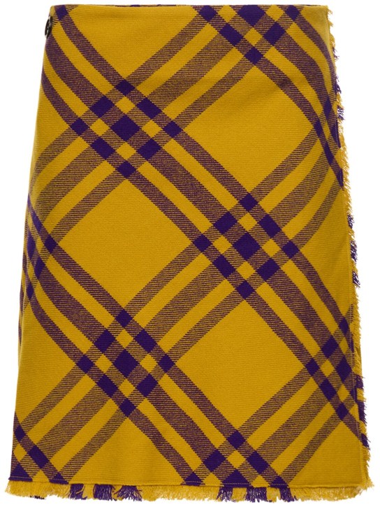 Burberry: Check knit pleated midi skirt - Yellow/Purple - women_0 | Luisa Via Roma