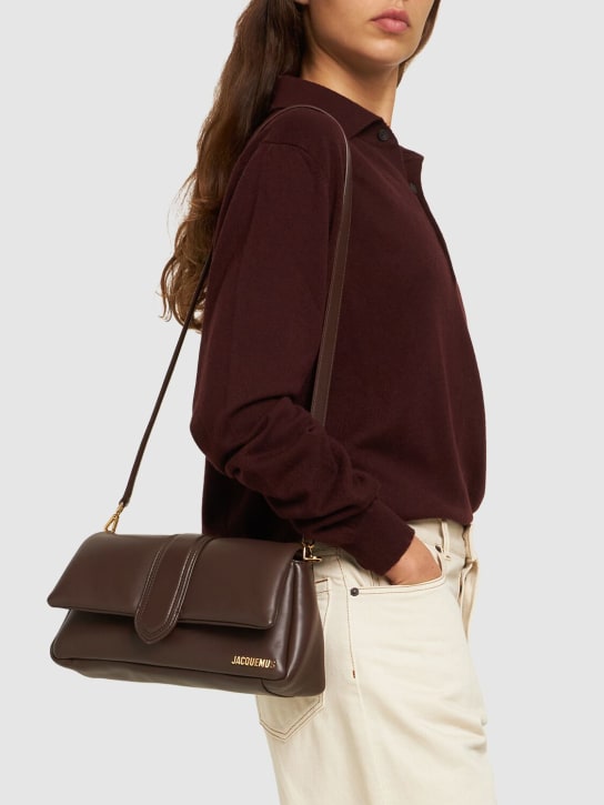 Jacquemus: Le Bambimou soft padded leather bag - Brown - women_1 | Luisa Via Roma