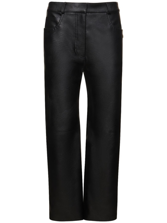 Stella McCartney: Faux leather straight pants - Siyah - women_0 | Luisa Via Roma