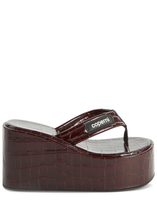 Coperni: Sandales compensées en cuir embossé croco 100 mm - Marron - women_0 | Luisa Via Roma