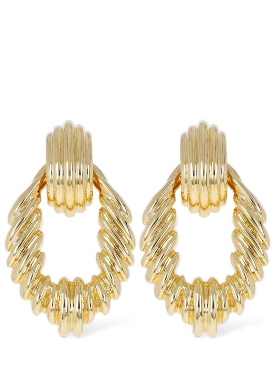 Saint Laurent: Circle link vintage brass earrings - Gold - women_0 | Luisa Via Roma