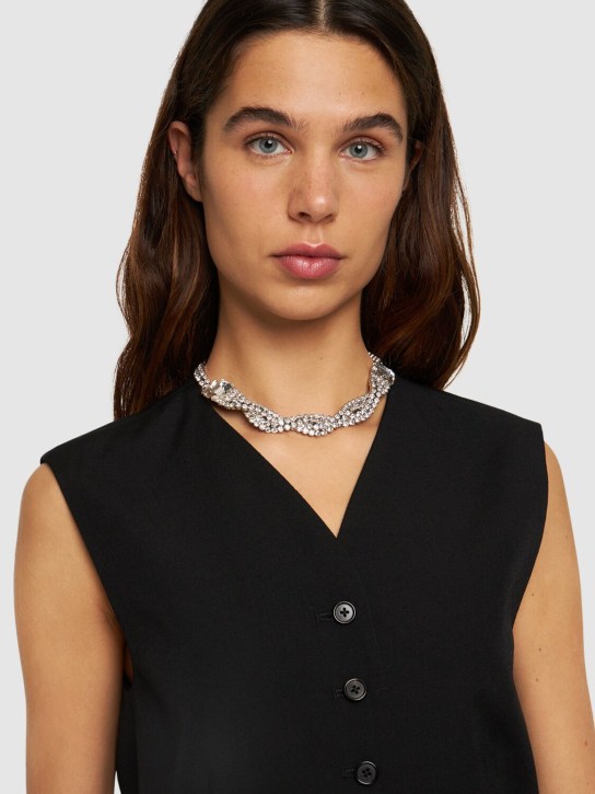 Alessandra Rich: Crystal braid collar necklace - Silver - women_1 | Luisa Via Roma
