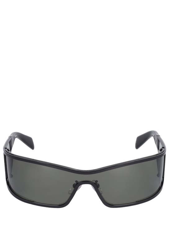 Blumarine: Slim mask acetate sunglasses - Black/Smoke - women_0 | Luisa Via Roma